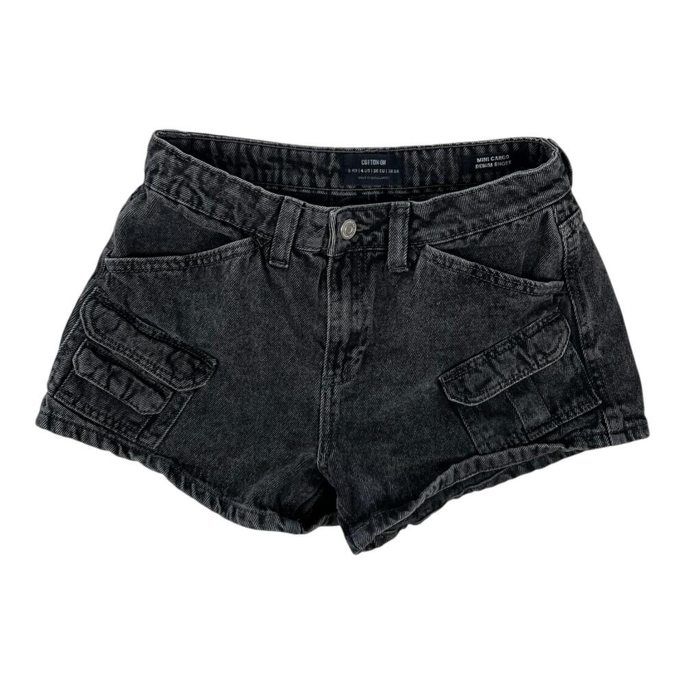 Cotton On Shorts Womens 4 Black Mini Cargo Denim Jean Utility Pockets Casual